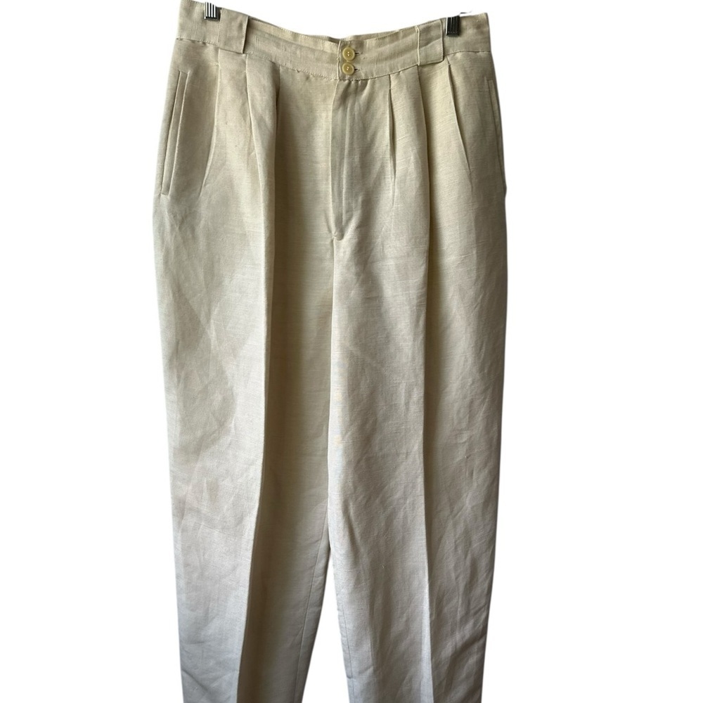 Giorgio Sant Angelo Vintage Linen Blend Cream Pants 12